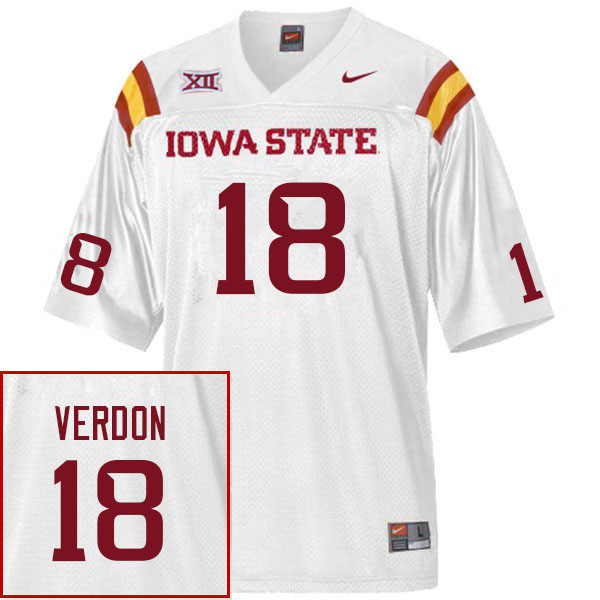 Men #18 Malik Verdon Iowa State Cyclones College Football Jerseys Sale-White